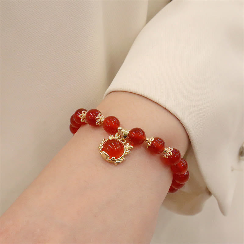 Year of the Dragon Red Agate Jade Peace Buckle Fu Character Success Bracelet