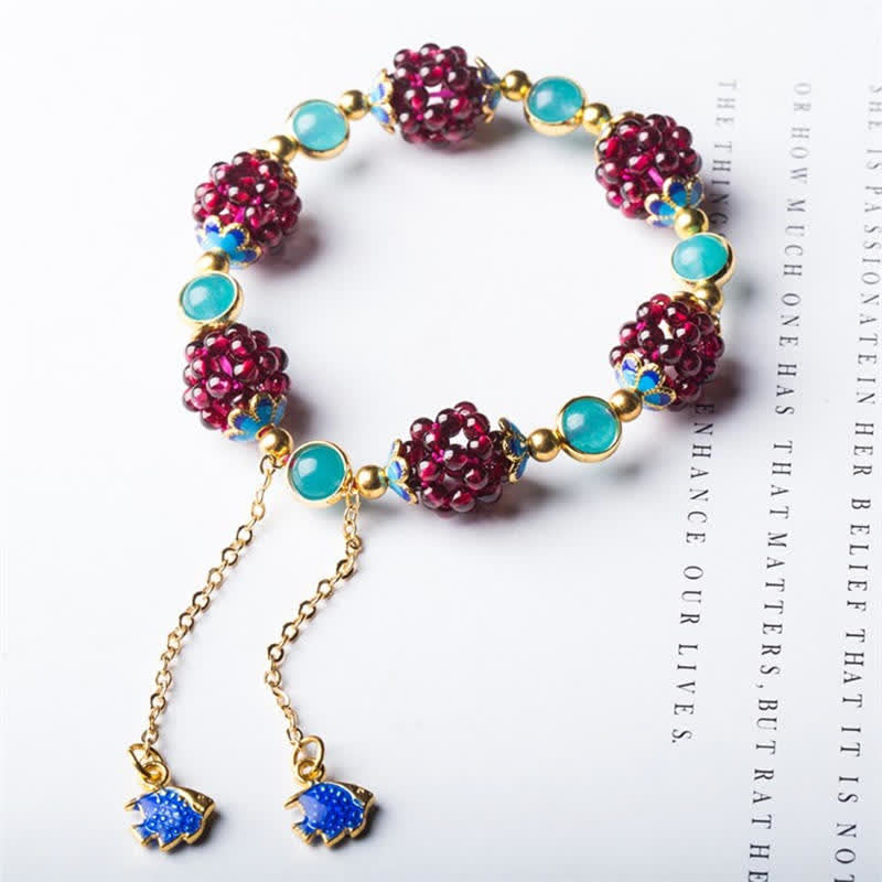 Tibetan-Inspired Handmade Garnet and Amethyst Beaded Bracelet