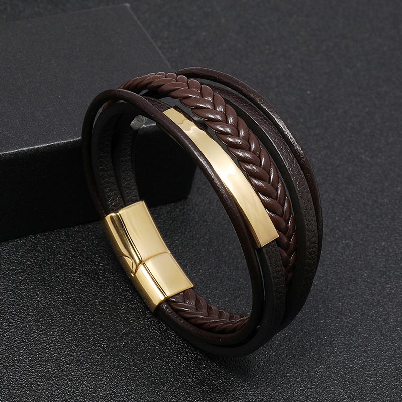 Minimalist Titanium Steel and Leather Unisex Bracelet for Daily Grounding