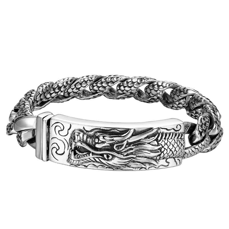 Retro Dragon Scale Pattern Engraved Protection Bracelet
