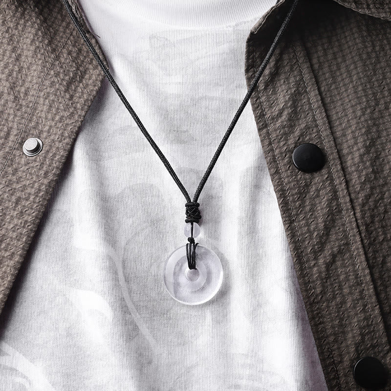 Lucky Coin Pendant Healing Crystal Gemstone Necklace