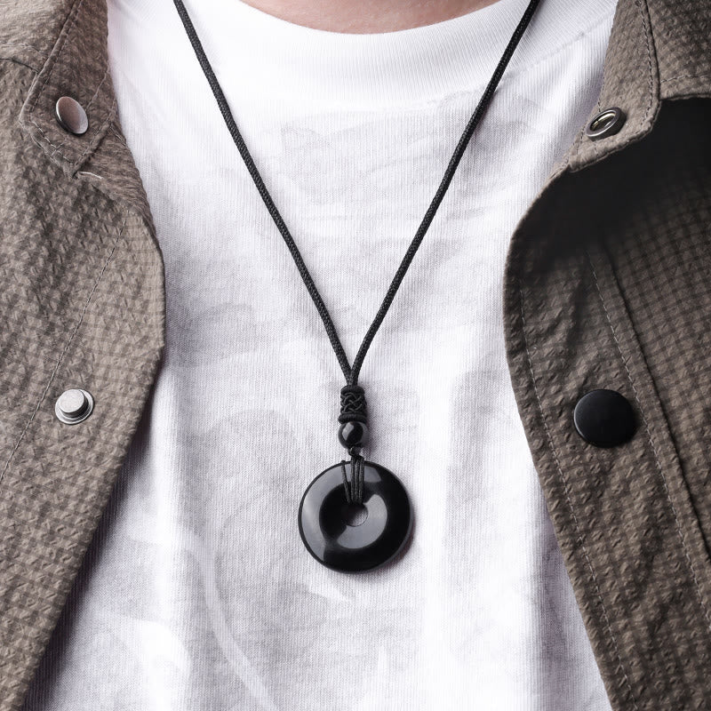 Lucky Coin Pendant Healing Crystal Gemstone Necklace