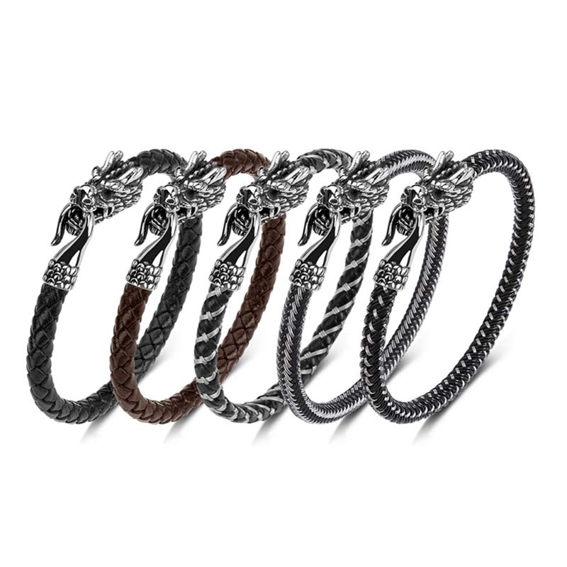 Dragon Titanium Steel Protection Luck Bracelet