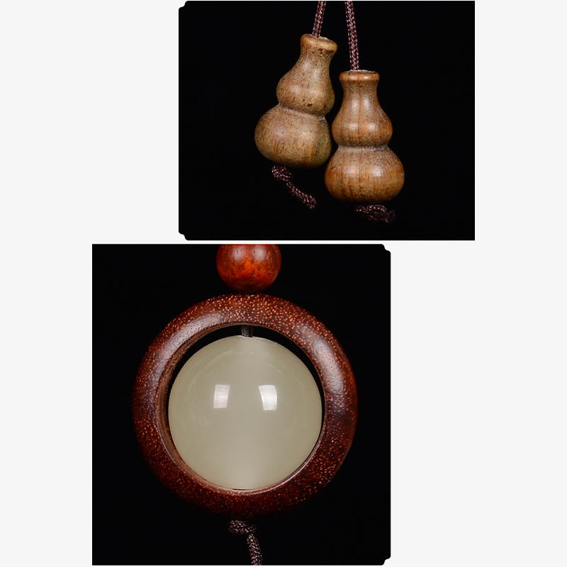 Red Sandalwood Ebony Wood Green Sandalwood Luminous Lucky Bead Gourd Peace Key Chain