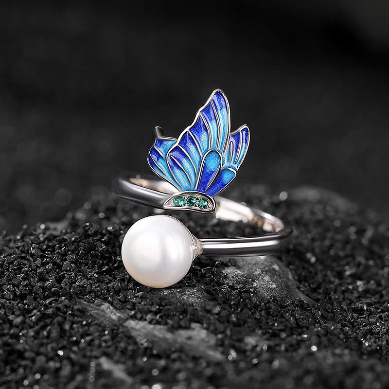 925 Sterling Silver Pearl Butterfly Healing Necklace Pendant Earrings Ring