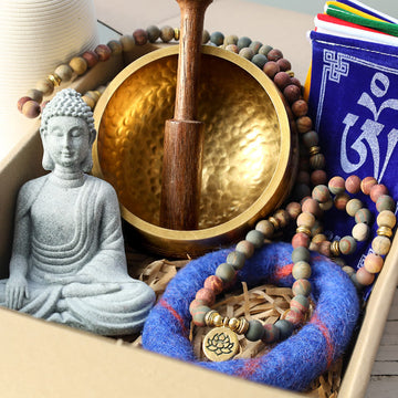 Tibetan Picasso Jasper Om Mani Padme Hum Buddha Lotus Meditation Healing Gift Bundle