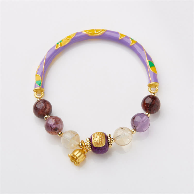 Purple Phantom Purple Jade Scripture Citrine Love Wisdom Bracelet Bangle
