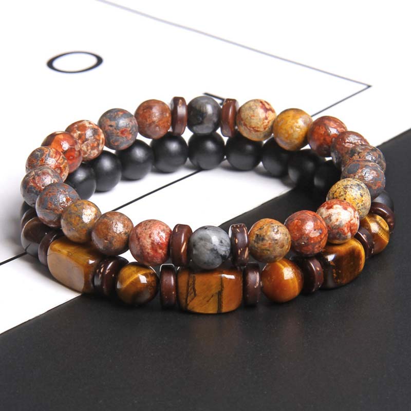 2PCS Healing Crystal Emperor Stone Tiger Eye Bead Bracelet