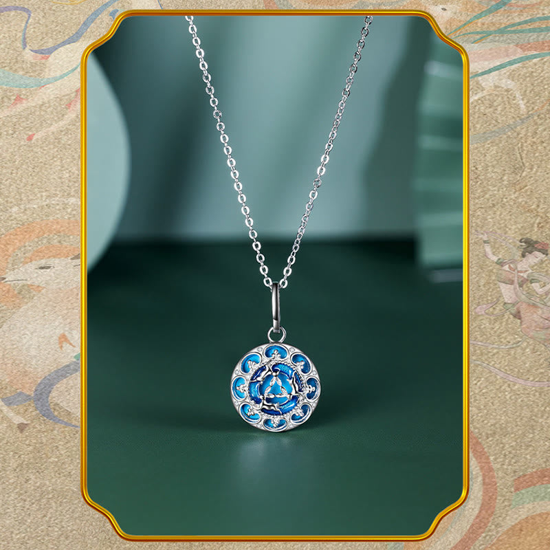 925 Sterling Silver Round Three Rabbits Turquoise Balance Necklace Pendant