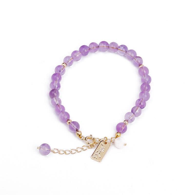 Natural Amethyst Crystal Gemstone Beaded Bracelet for Inner Peace
