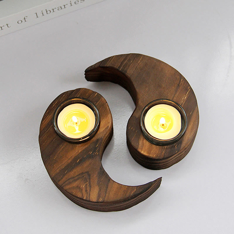 Yin Yang Wood Candle Holder Meditation Rituals Use Items (Extra 35% Off | USE CODE: FS35)