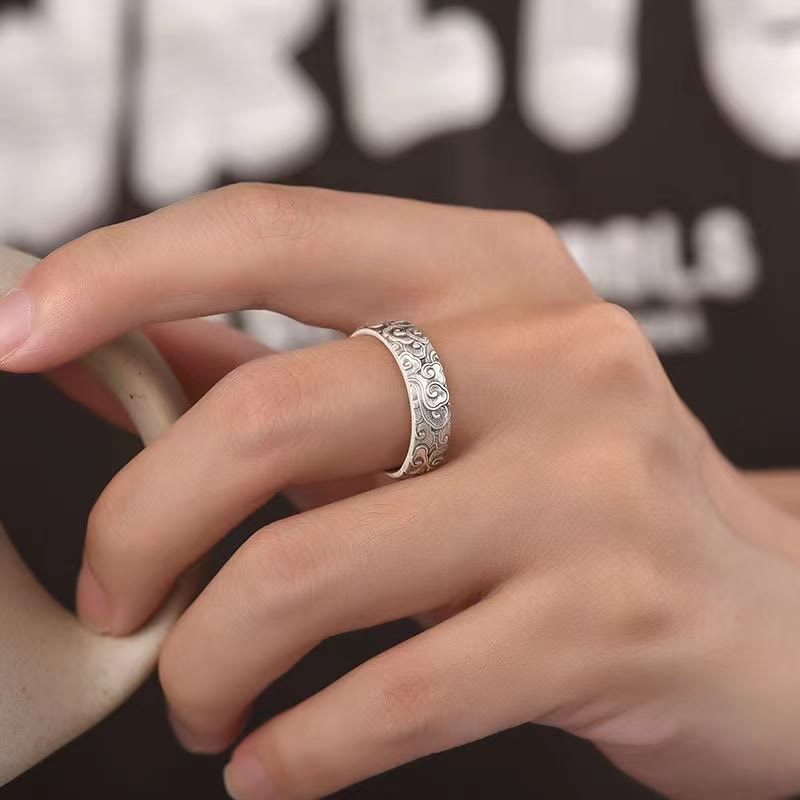 Vintage Auspicious Clouds Pattern Luck Ring