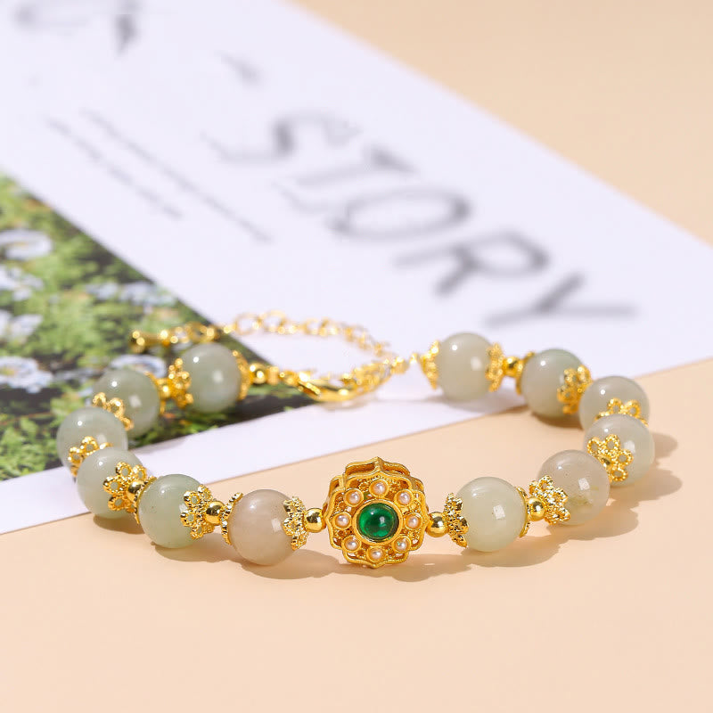 Natural Jade Prosperity Bead Chain Bracelet