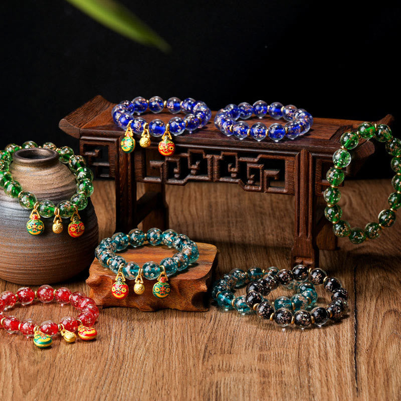 Handmade Luminous Liuli Glass Pixiu Gold Swallowing Beast Success Bracelet