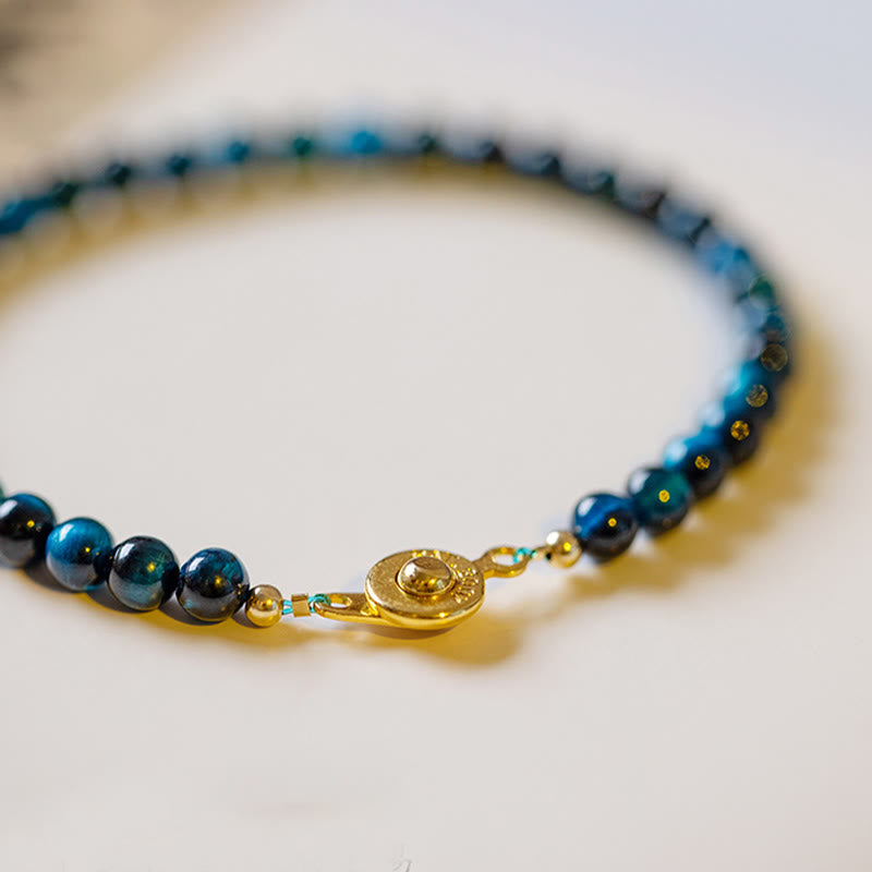 Natural Blue Tiger Eye Stone Protection Chain Bracelet