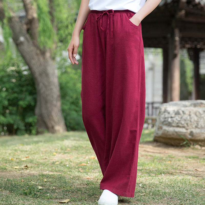Plain Wide Leg Pants Dance Women's Yoga Pants With Pockets