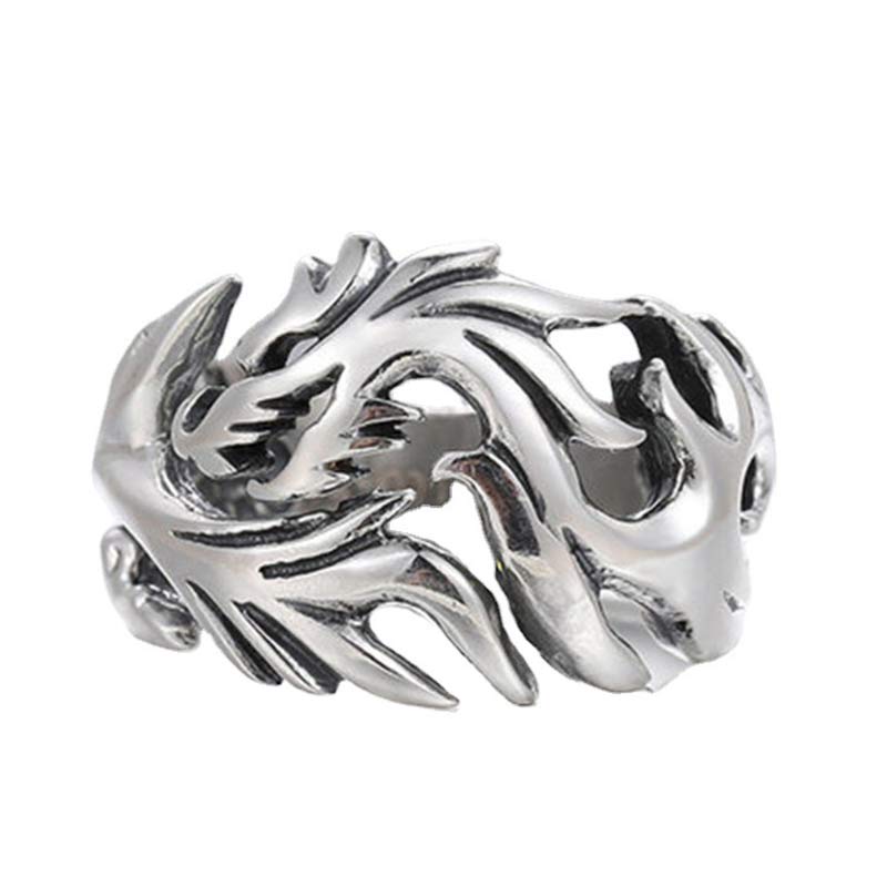Intricate Dragon Pattern Adjustable Alloy Statement Ring for Men and Women