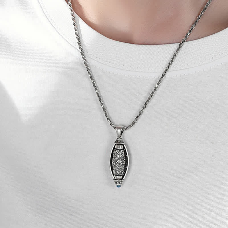 Tibet Om Mani Padme Hum Protection Necklace Rotatable Pendant