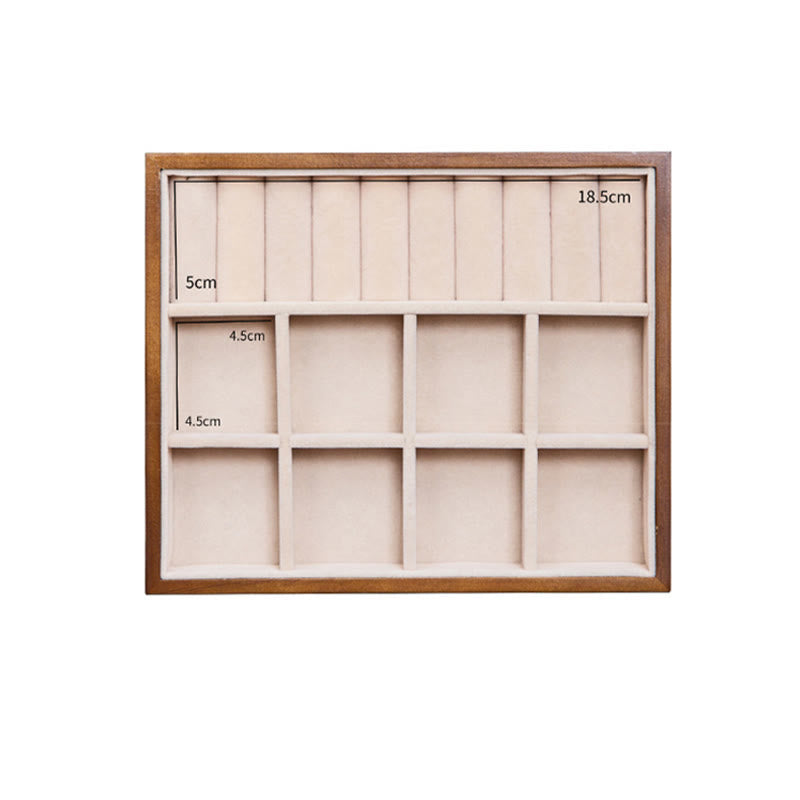 Vintage Wooden Jewelry Box Two-Layer Solid Wood Jewelry Storage Box