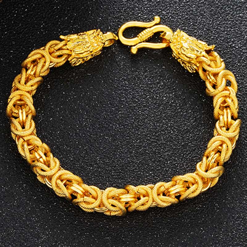 24k Gold Plated Double Headed Dragon Protection Bracelet