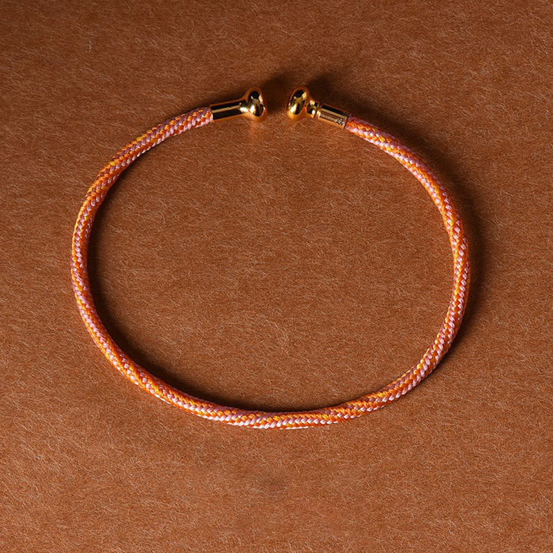 Handmade Minimalist Braided Red String Bracelet with Gold and Copper Accents