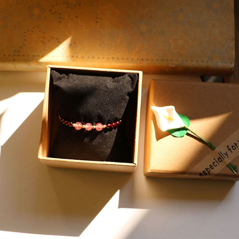 Natural Garnet Strawberry Quartz Calm Bracelet