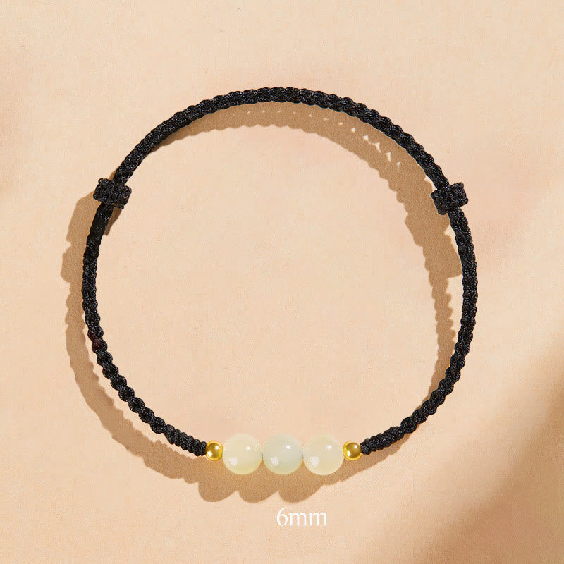 Handcrafted Round Jade Lucky Bead Prosperity Braided Bracelet