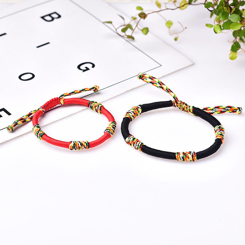 Tibetan Handmade Braided Vajra Knot Red String Bracelet
