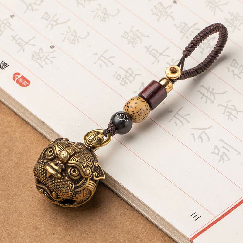 Handmade Brass and Copper Pixiu Energy Conductor Keychain