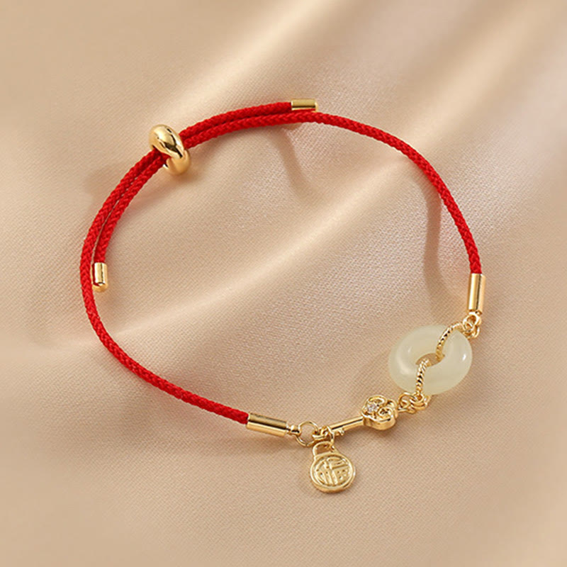 "Wishing You Peace and Protection" Jade Red Rope Bracelet Includes Gift Message Card