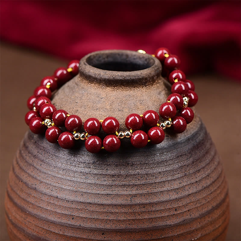 Natural Cinnabar Beaded Grounding Bracelet for Mindfulness