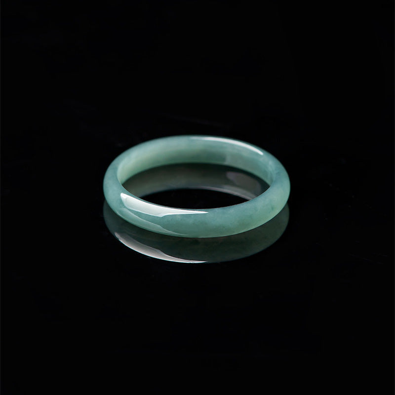 Hand-Polished Natural Jade Minimalist Band Ring