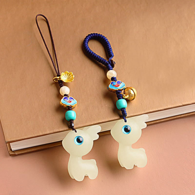 Mini Cute Deer Glowstone Luminous Lucky Deer Energy Key Chain Phone Car Hanging Decoration