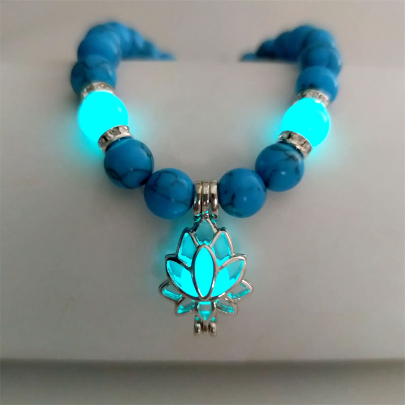 Tibetan Turquoise Glowstone Luminous Bead Lotus Protection Bracelet
