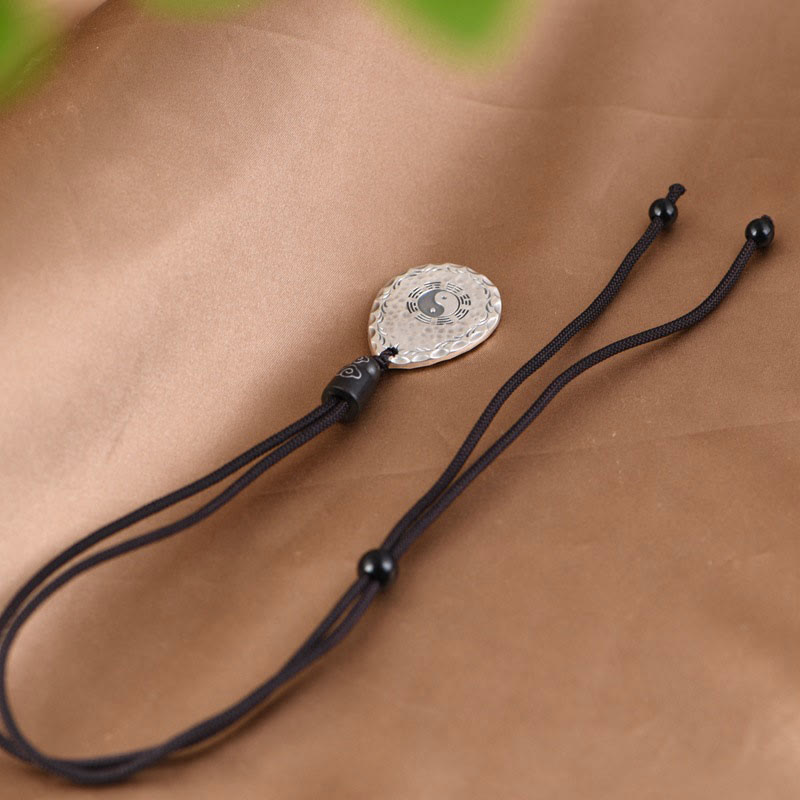 Vintage 999 Sterling Silver Yin Yang Bagua Water Drop Design Balance Harmony Necklace Pendant