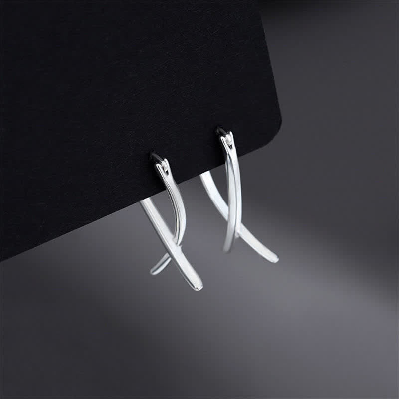 Geometric Cross Copper Hoop Earrings in Gold and Silver Finish