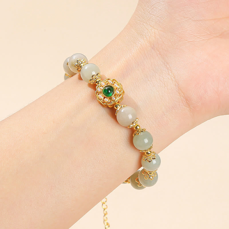 Natural Jade Prosperity Bead Chain Bracelet