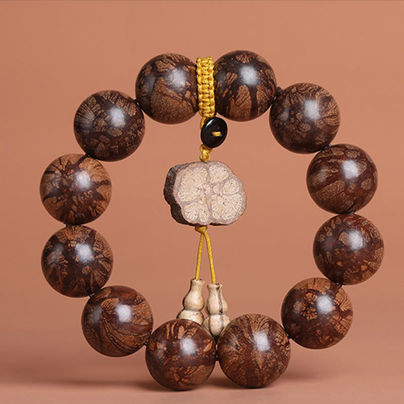 Natural Plum Blossom Wood Large Bead Meditation Bracelet