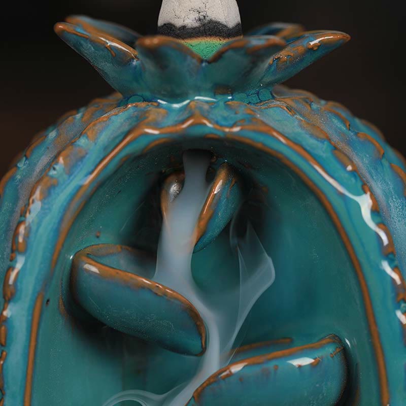Handmade Cactus Ceramic Backflow Smoke Fountain Incense Burner