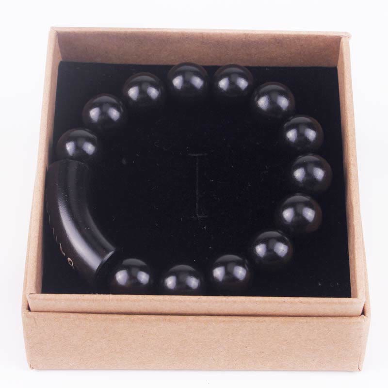 999 Fine Silver & Ebony Wood Om Mani Padme Hum Mantra Beaded Bracelet
