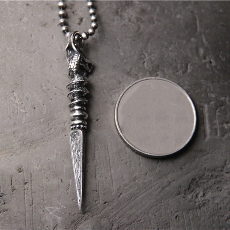 925 Sterling Silver Year of the Dragon Design Dorje Vajra Protection Necklace Pendant
