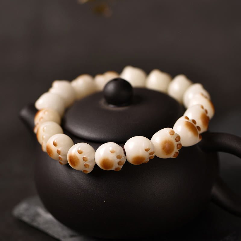 Cute Cat Paw Claw Bodhi Seed Peace Bracelet