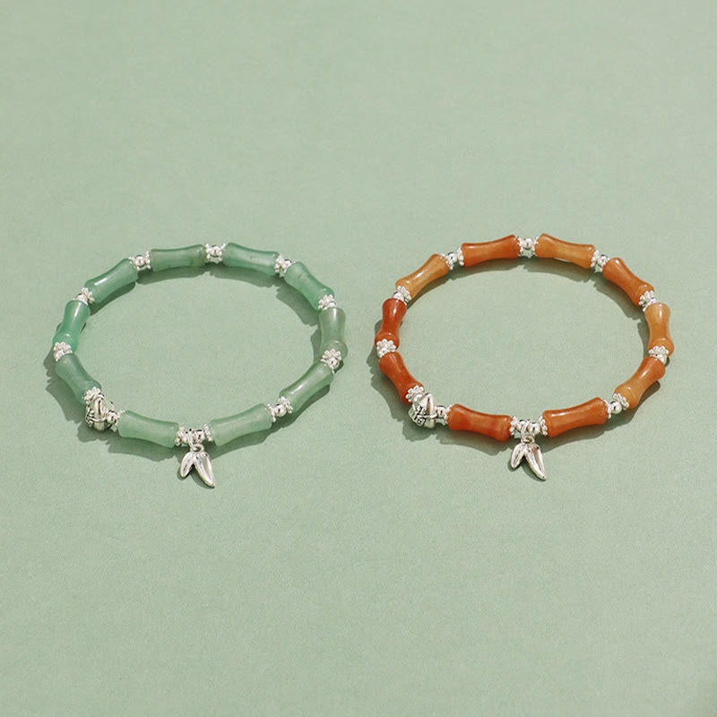 White Jade & Multi-Gemstone Copper Bamboo Fu Character Beaded Bracelet