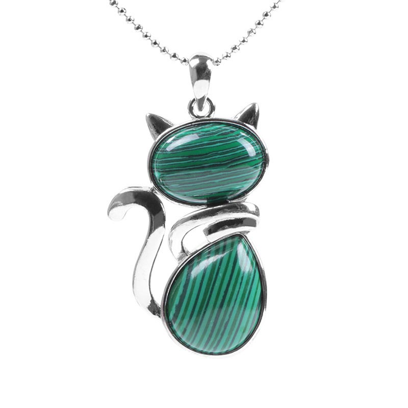 Cat Pattern Natural Crystal Protection Necklace Pendant (Extra 35% Off | USE CODE: FS35)