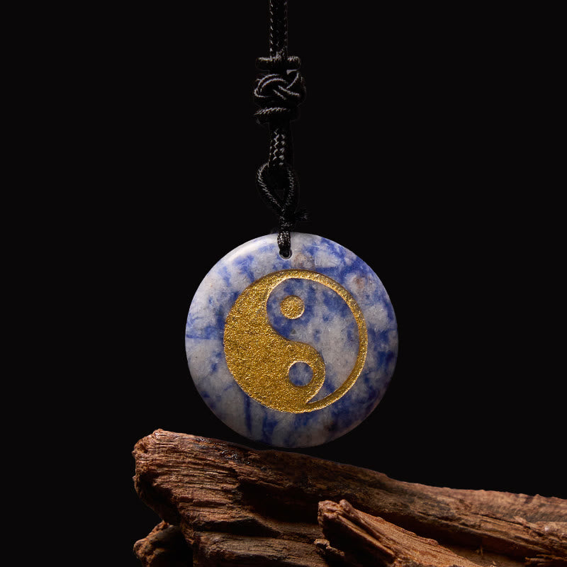 Various Crystal Amethyst Tiger Eye Green Aventurine Yin Yang Spiritual Necklace Pendant