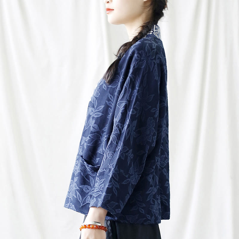 Cotton Jacquard V-Neck Mindful Meditation Jacket