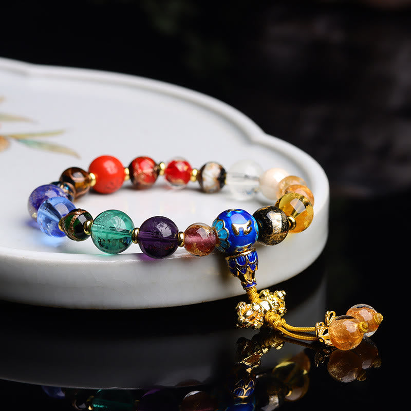 Tibetan Colorful Incense Ash Liuli Glass Bead Om Mani Padme Hum Dorje Vajra 18 Beads Wrist Mala