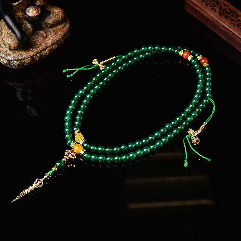 108 Beads Natural Green Agate Success Bracelet Mala