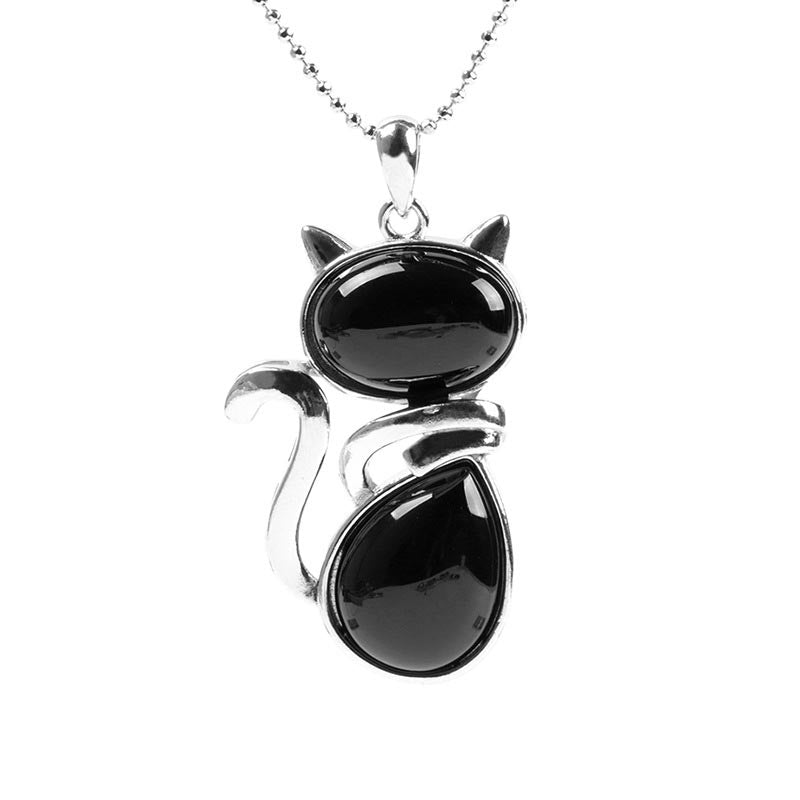 Cat Pattern Natural Crystal Protection Necklace Pendant (Extra 35% Off | USE CODE: FS35)