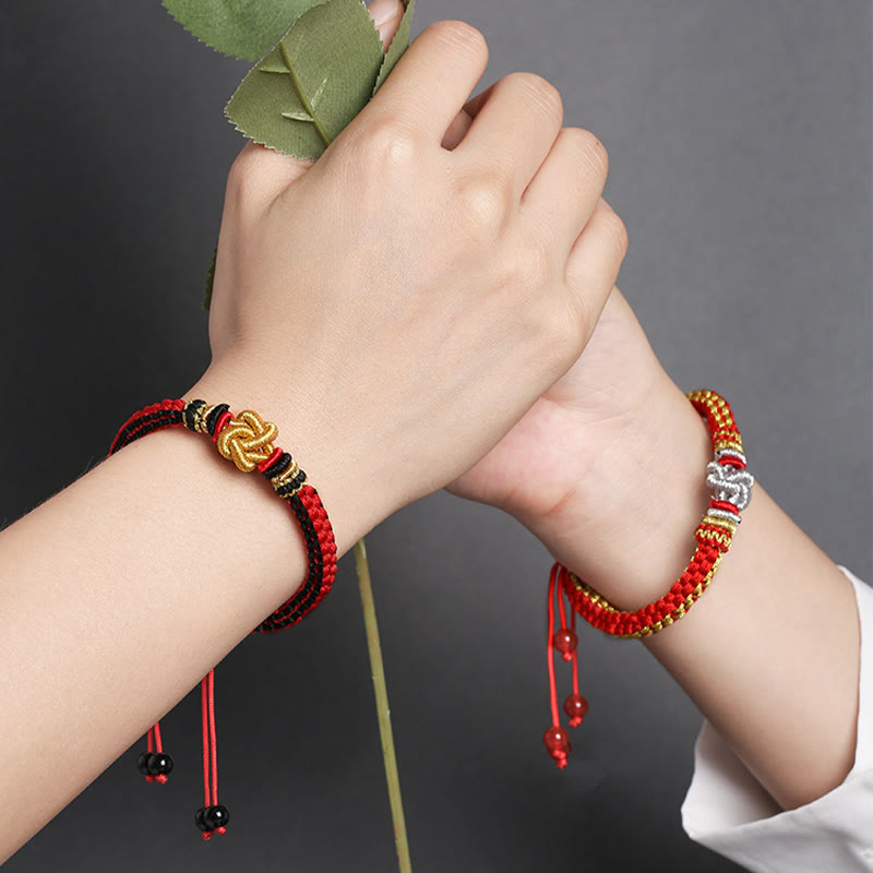Handmade Colorful Rope Endless Knot Adjustable Couple Bracelet